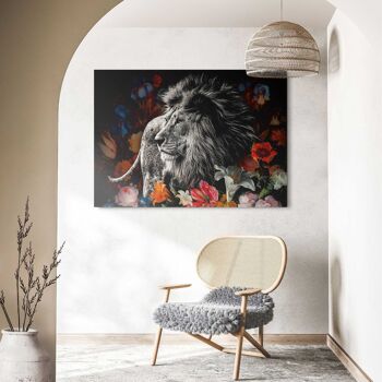 Alu Art Lion en Fleurs 140x100 cm 2