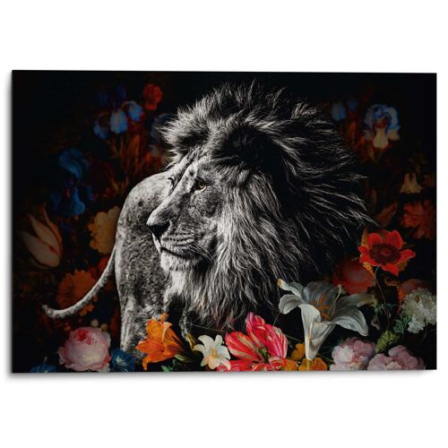 Alu Art Lion in Flowers 70x50 cm