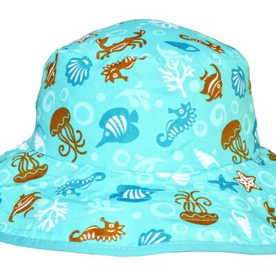 Reversible UV Sun Hat - Baby 0 -2 Years - Aqua Sea