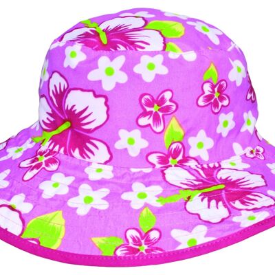 Reversible UV Sun Hat - Kidz 2 - 5 Years - Floral Pink