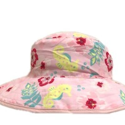 Reversible UV Sun Hat - Kidz 2 - 5 Years - Pink Floral Mix