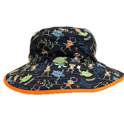 Reversible UV Sun Hat - Baby 0 -2 Years - Navy Jungle Mix