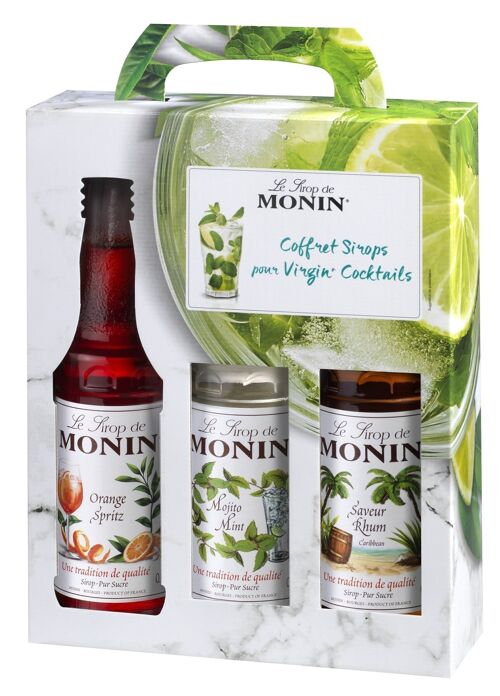 Coffret cadeau Cocktails Virgin MONIN pour vos coktails maison - Aromes naturels - 3x25 cl