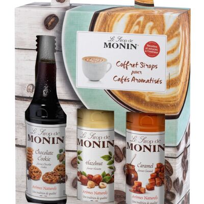 Coffret cadeau Café MONIN pour aromatiser vos boissons de fête des mères - Arômes naturels -  3x25cl