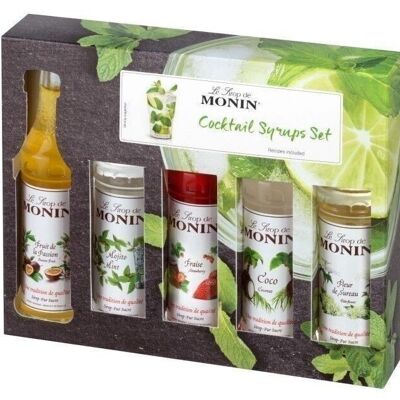 MONIN Cocktails Geschenkbox für Ihre selbstgemachten Cocktails – Natürliche Aromen – 5x5cl