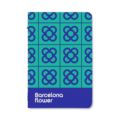Notebook / Barcelona flower / blue-turquoise A6