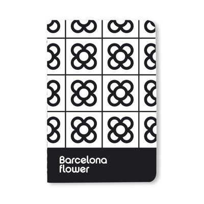Notizbuch / Barcelona Blume / weiß-schwarz A6