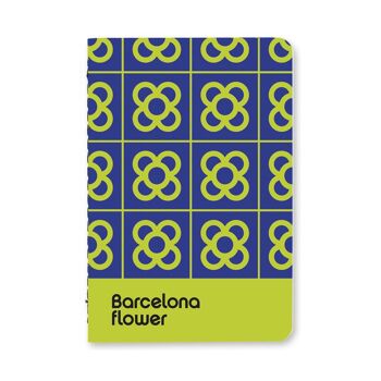Carnet / Fleur de Barcelone / vert-bleu A6 1