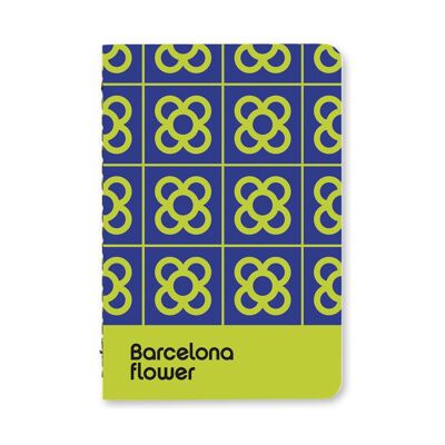 Notizbuch / Barcelona Blume / grün-blau A6