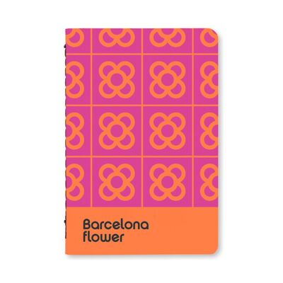 Notizbuch / Barcelona Blume / Orange-Magenta A6