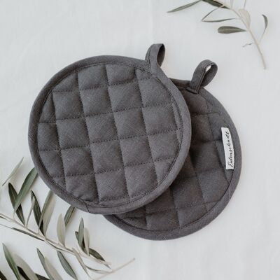 POT HOLDER ANTHRACITE LINEN