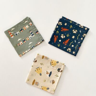 Set of 3 fabric handkerchiefs - armelle & malo collection