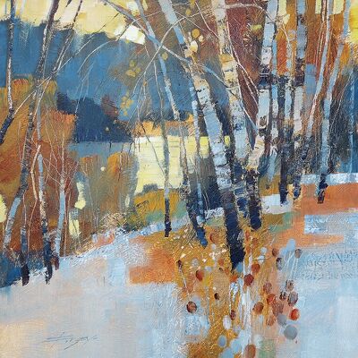 Chris Forsey (Birch, Frost and Winter Lake) , 60 x 60cm , WDC97183