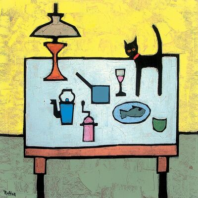 Colin Ruffell (Cat and Fish Supper) , 30 x 30cm , WDC91405