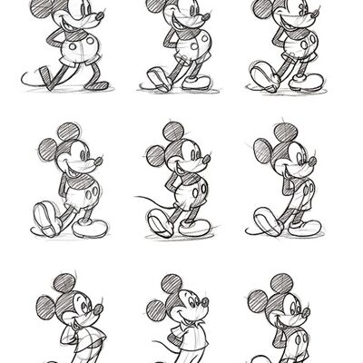 Mickey Mouse (Sketched - Multi) , 30 x 40cm , WDC92282