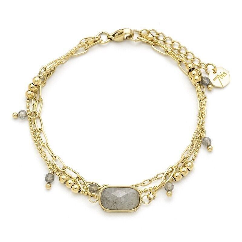 Bracciale in acciaio esagonale in pietra semipreziosa labradorite