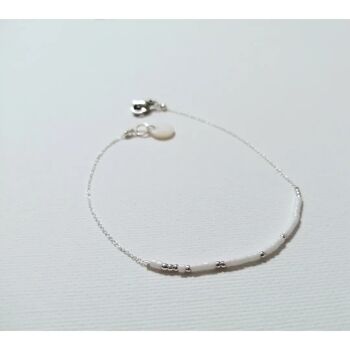 Bracelet minimaliste Charline argent et blanc 1