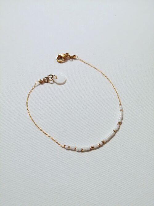 Bracelet minimaliste Charline blanc et or