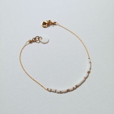 Pulsera minimalista Charline blanca y dorada