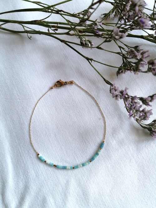Bracelet minimaliste Charline bleu et or