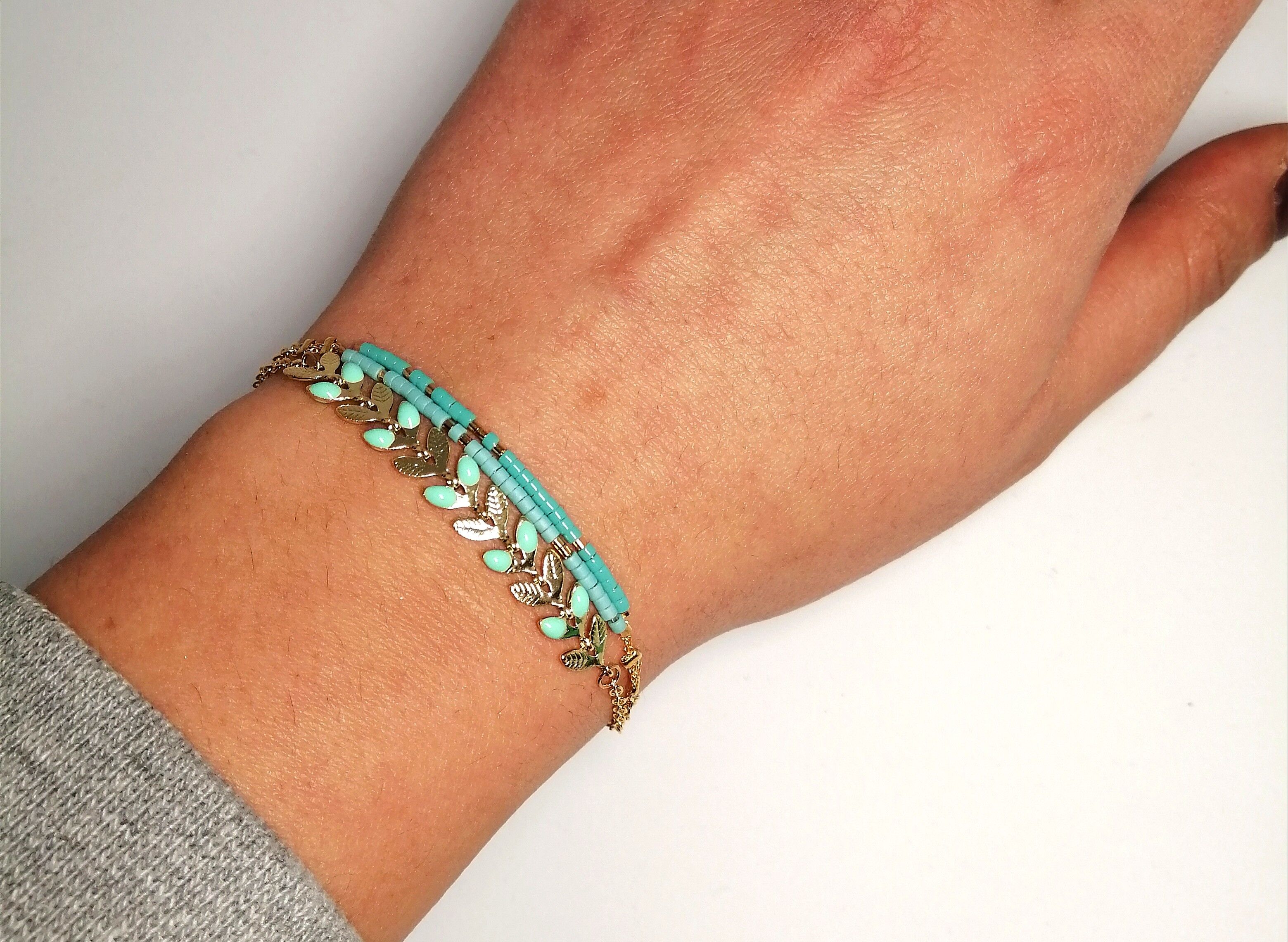 Bracciale multifila Nancy verde turchese