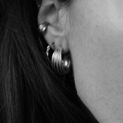 Wide hoop steel earrings