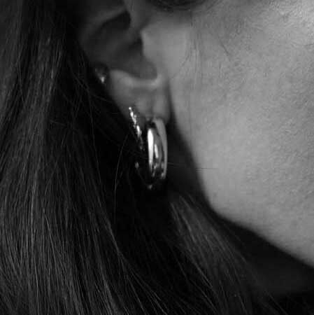 Orecchini a cerchio in acciaio larghi 3 cm di diametro