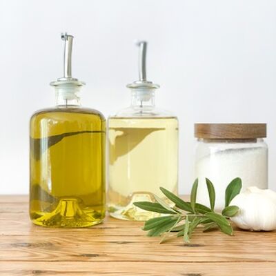 Glasflaschen-Olivenöl-Essig-Ausgießer-Vorratsflasche-200ml-500ml-und-700ml-re-114 - 2 x Large