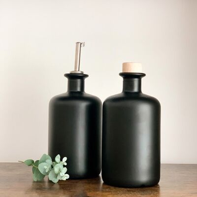 black-glass-bottles-olive-oil-vinegar-pourer-storage-bottle-300ml-500ml-24 - Medium - 500ml