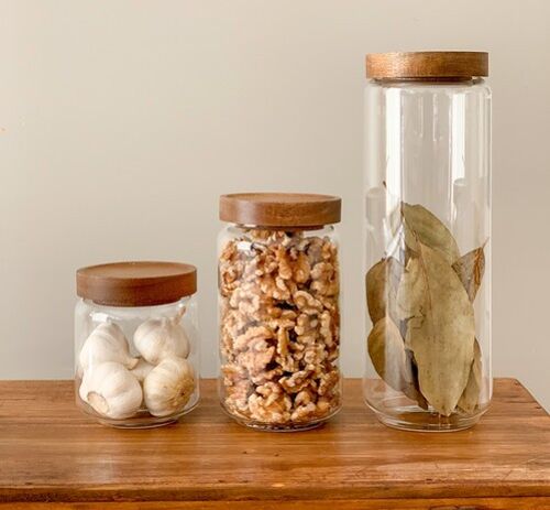 glass-pantry-jars-with-wooden-acacia-lids-3-sizes-1 - Small - 500ml