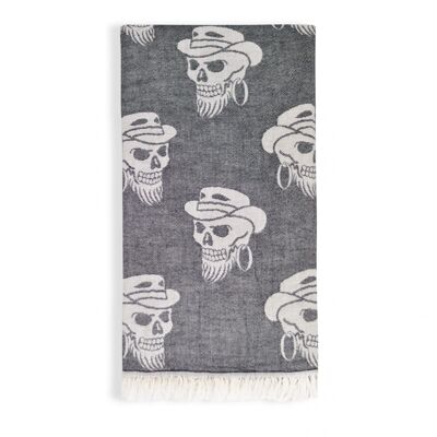 Serviette de hammam/Drap de plage Skull noir 100cmx180cm