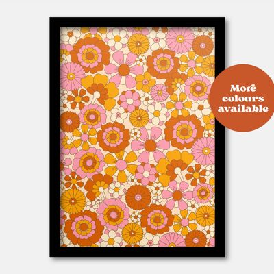 70s flower power print A3