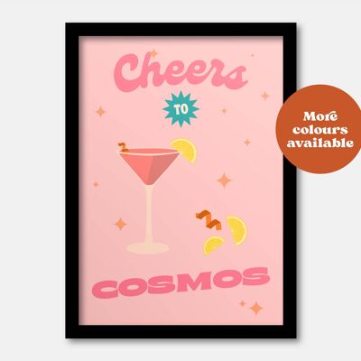 Cheers to Cosmos cocktail print A5