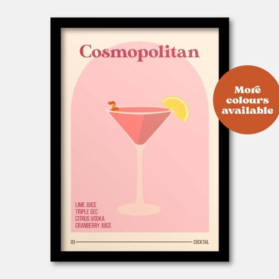 Cosmopolitan cocktail print A5