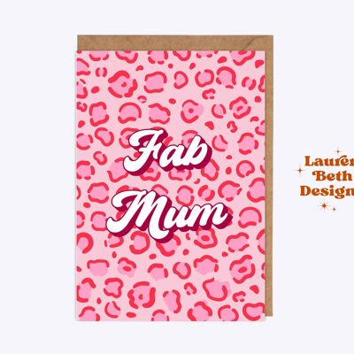 Fab mum leopard print card