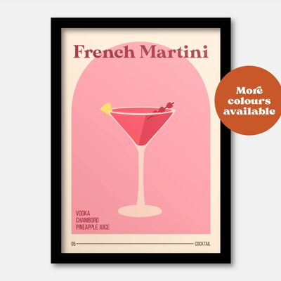 French Martini cocktail print A5