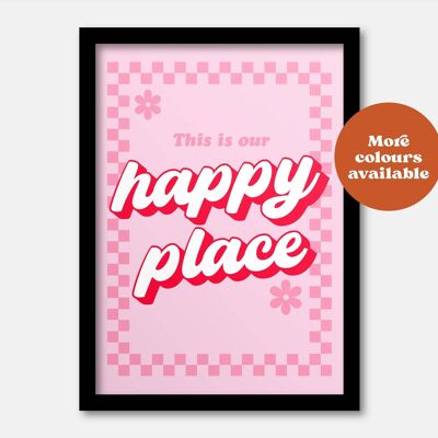 Happy place print White A3