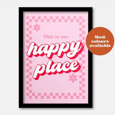 Happy place print White A3