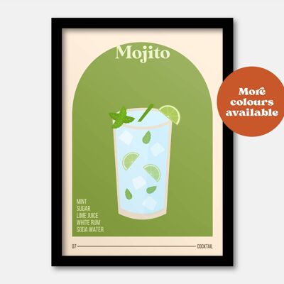 Mojito cocktail print A5