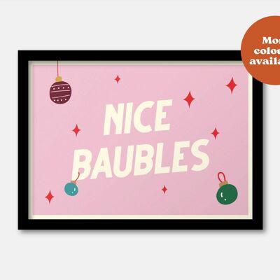 Nice baubles Christmas print Pink A4