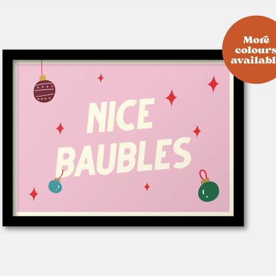 Nice baubles Christmas print Pink A4