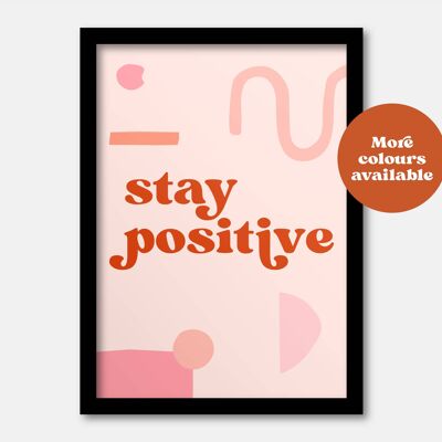 Stay positive print Beige A5