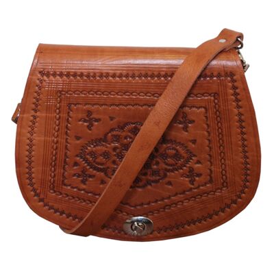 Embossed Leather Saddle Bag