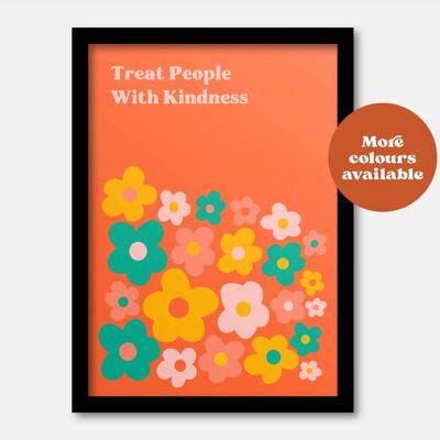Treat people with kindness print Pink red A5