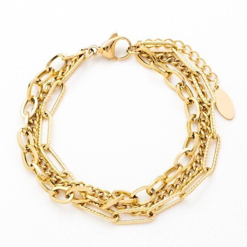 Bracciale in acciaio con diverse catene miste