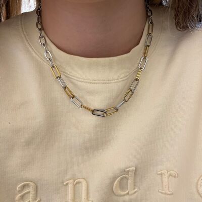 Collar de acero con doble eslabón ovalado