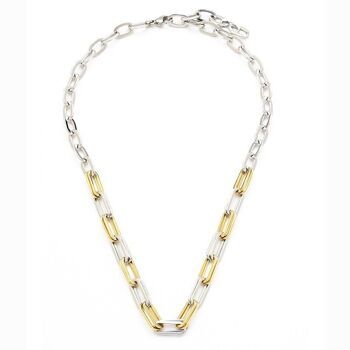 Collier acier double maillon ovale 2