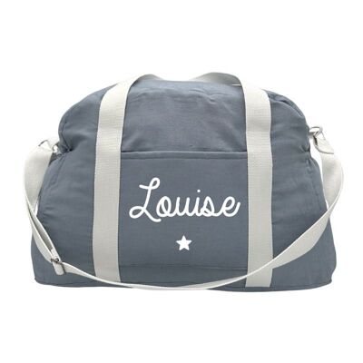 Customizable gray blue changing bag first name with little star
