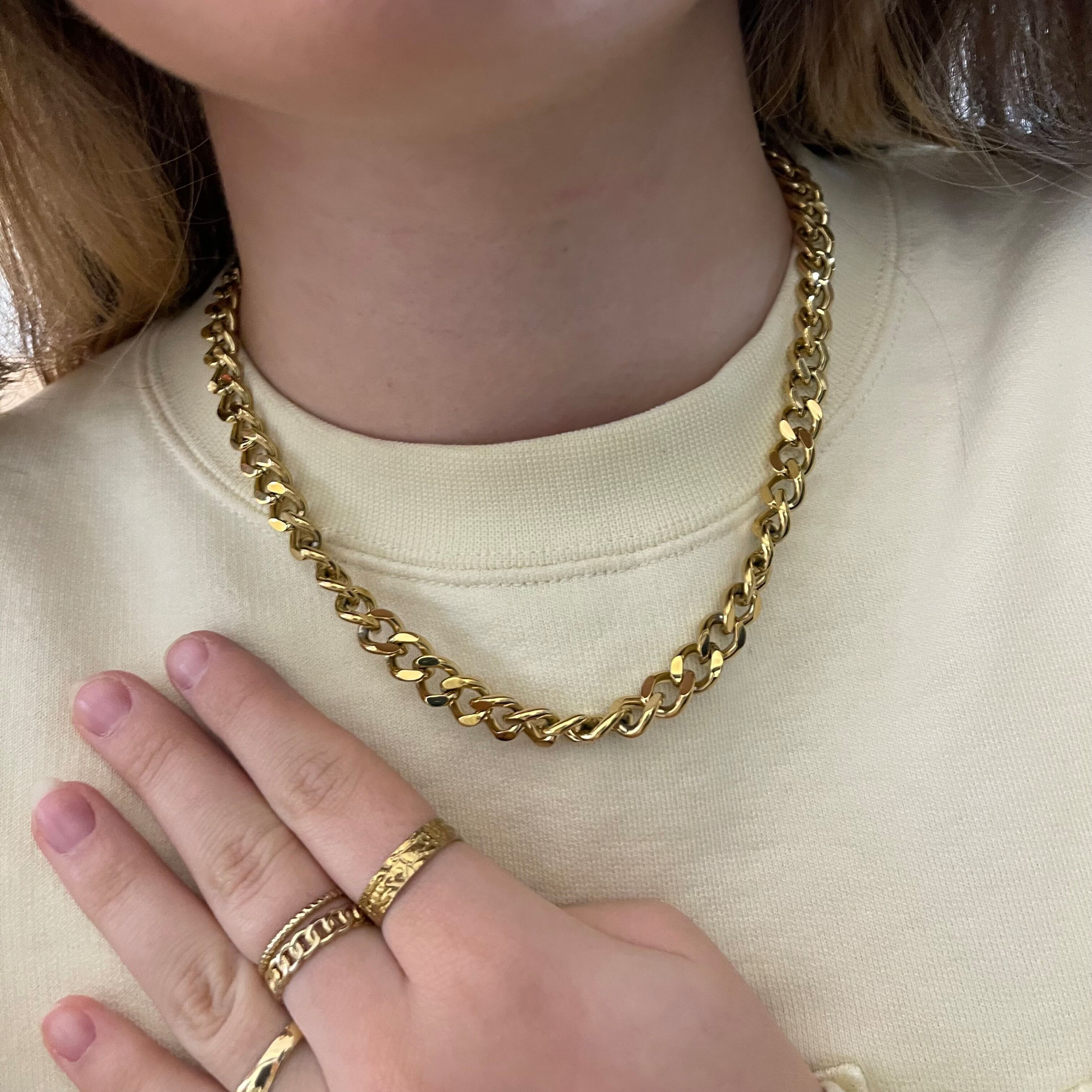 Collana a catena con bracciale estivo in acciaio con chiusura tonda