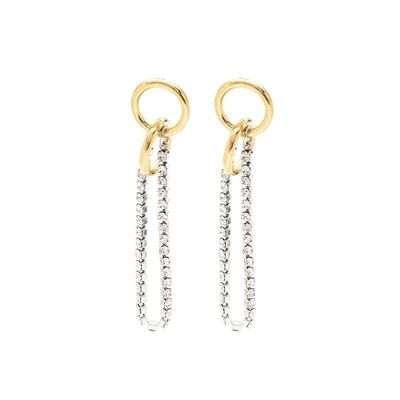 Steel ring and rhinestone chain earrings